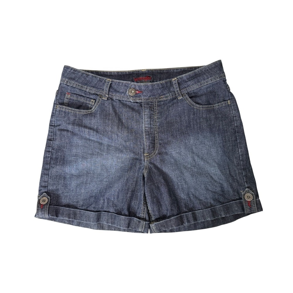Wrangler Cuffed Blue Denim Medium Wash Womens 14 M Shorts 5-Pocket‎